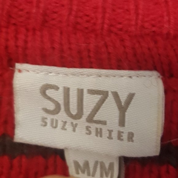 [SUZY SHIER] Red Striped Crop-Top Sweater - Picture 4 of 6